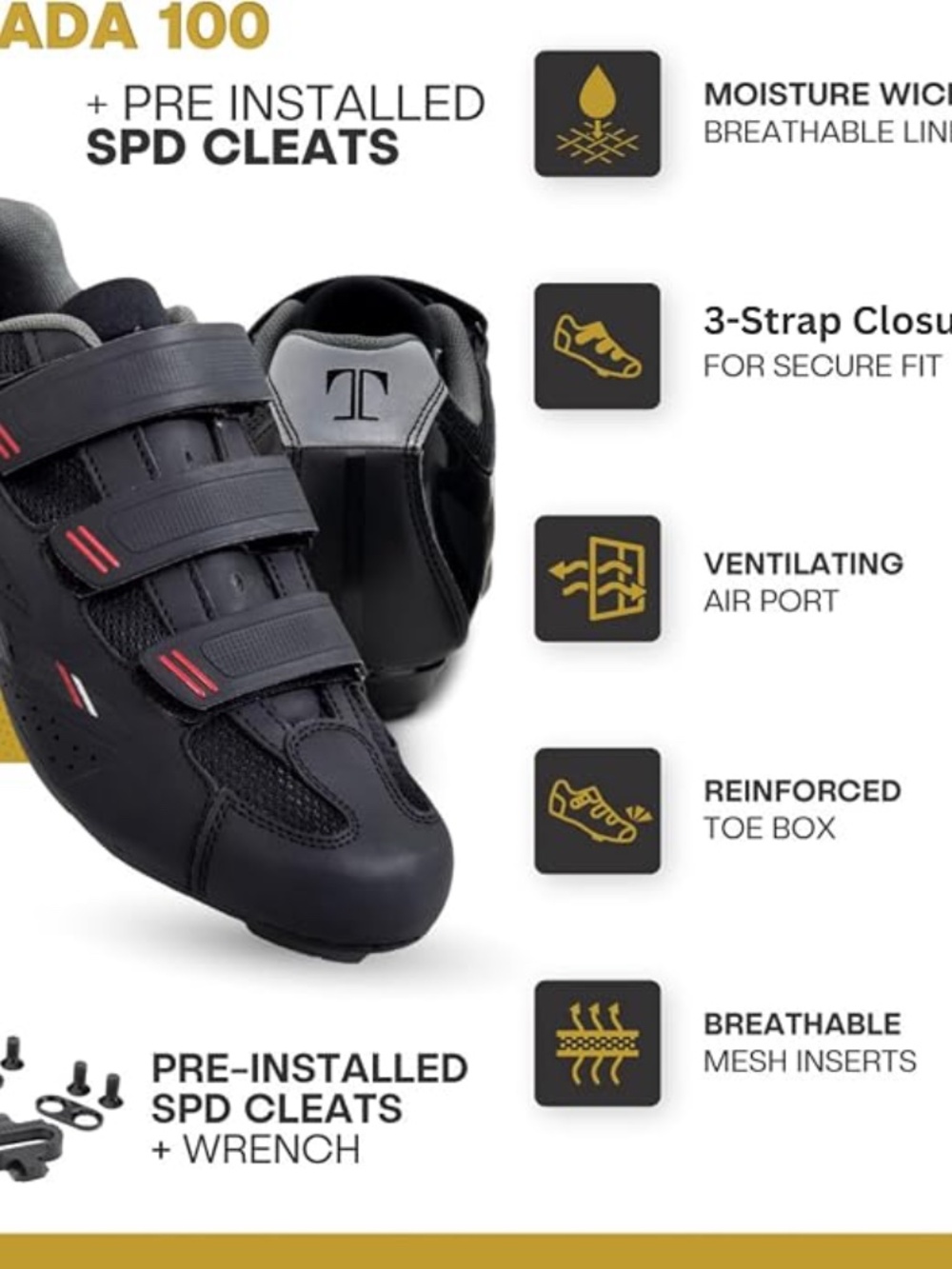 Tommaso Strada Men's SPD Cycling Shoes Size 14 NWT Black Road Bike - Picture 5 of 6